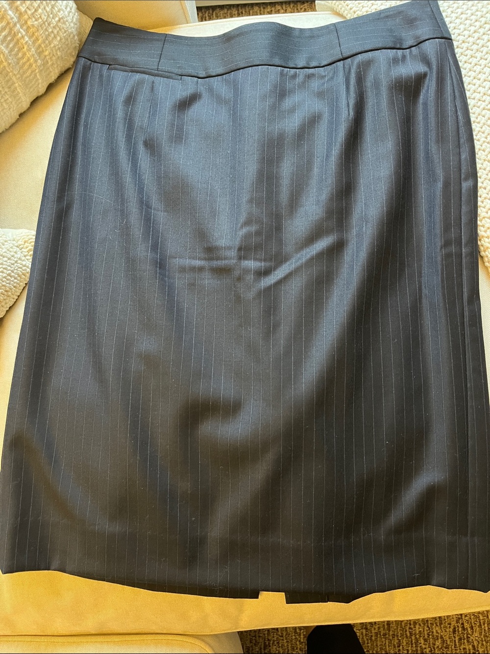 J. Crew Navy Wool Pinstripe Suiting Skirt